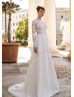 Ivory Lace Chiffon Boho Beach Wedding Dress